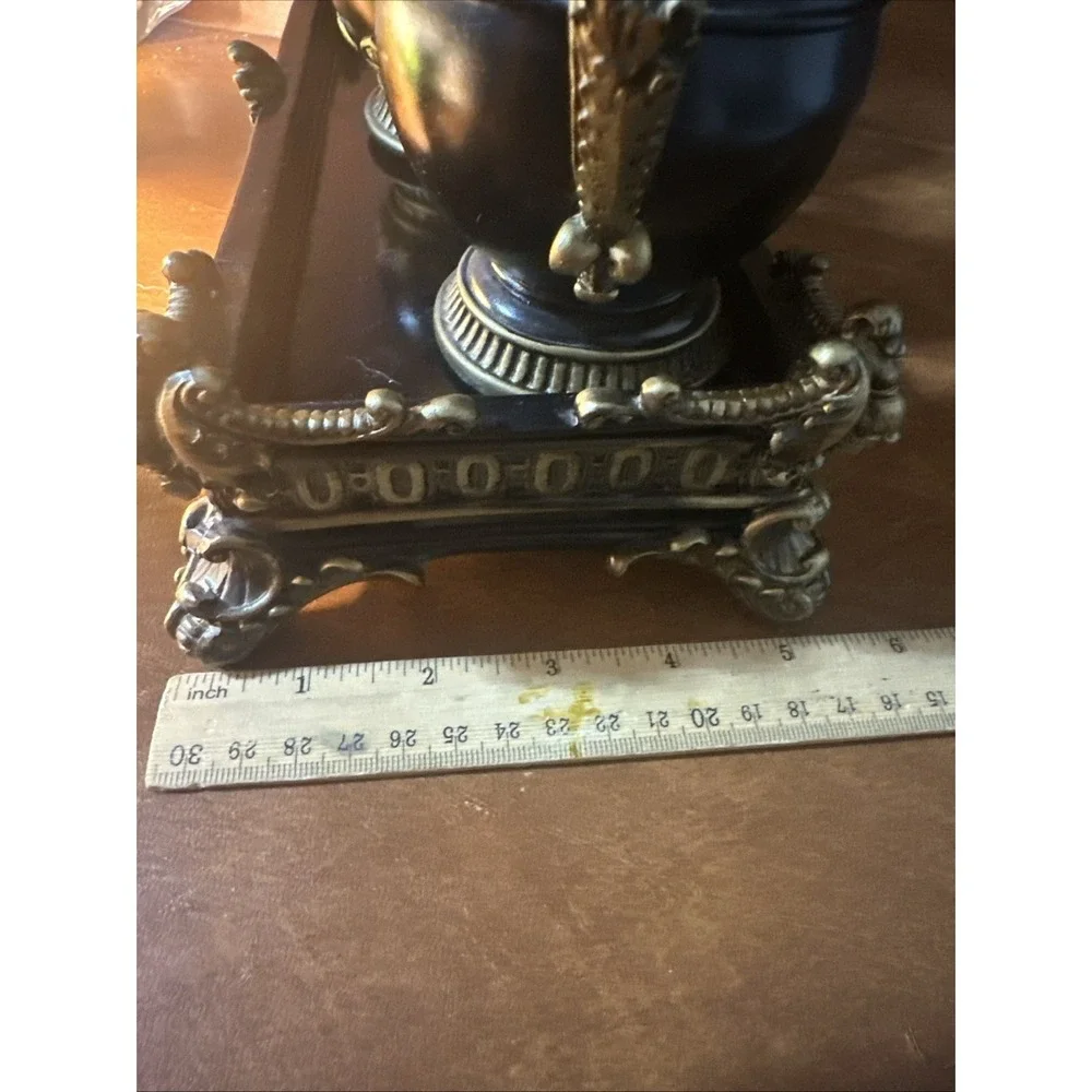 Hollywood Regency Resin Inkwell & Urn Vanity Tray 4pc Set Black Gold Decor